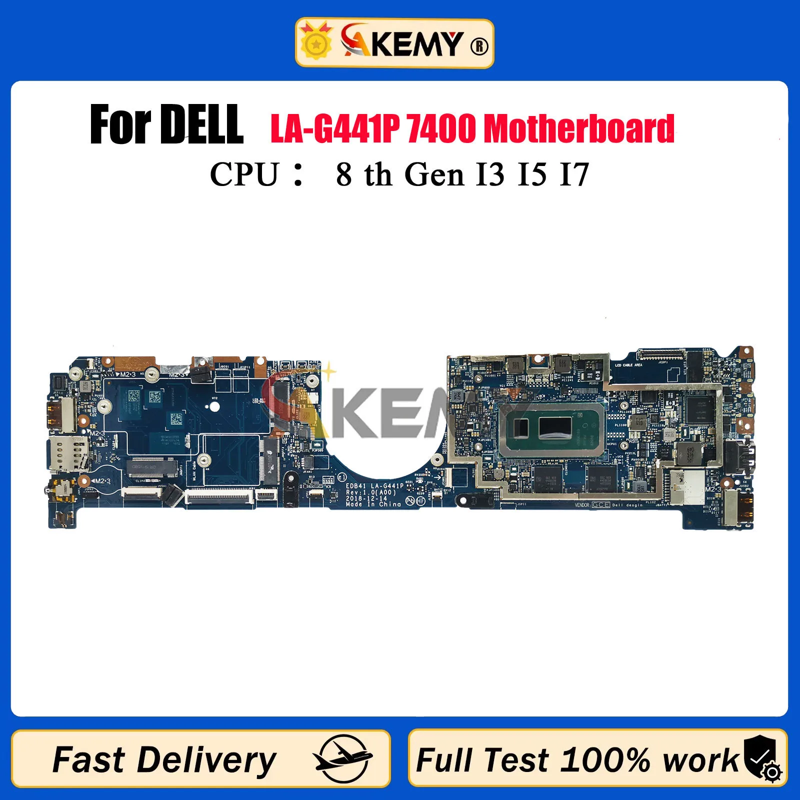 

Материнская плата для ноутбука Dell Latitude 7400 LA-G441P с процессором i5 i7 8-го поколения 8G 16G 0R5P25 54PCJ, материнская плата для ноутбука, 100% тестовая работа
