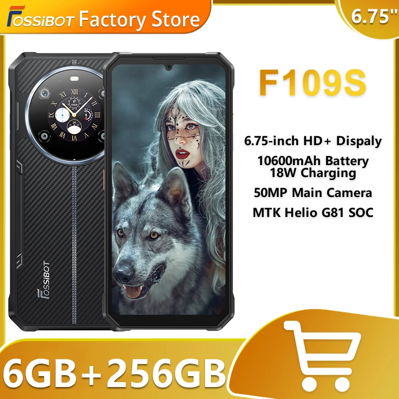 Прочный смартфон FOSSiBOT F109S MTK G81, Android 15,24 ГБ (6 + 18 ГБ расширения), 256 ГБ ПЗУ, аккумулятор 1060 мАч, камера 50 МП, NFC