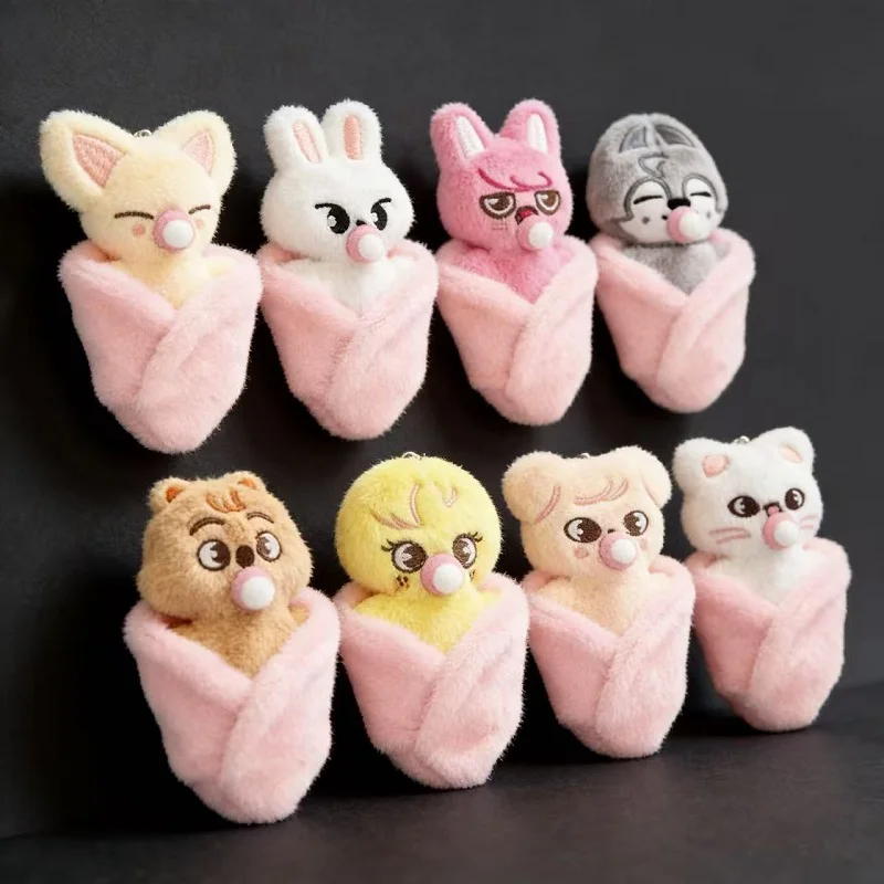 

2026 New KPOP Street Children's Pacifier Toy Felix Hyunjin Plush Cute Doll Keychain HAN Backpack Pendant Gift SKZOO