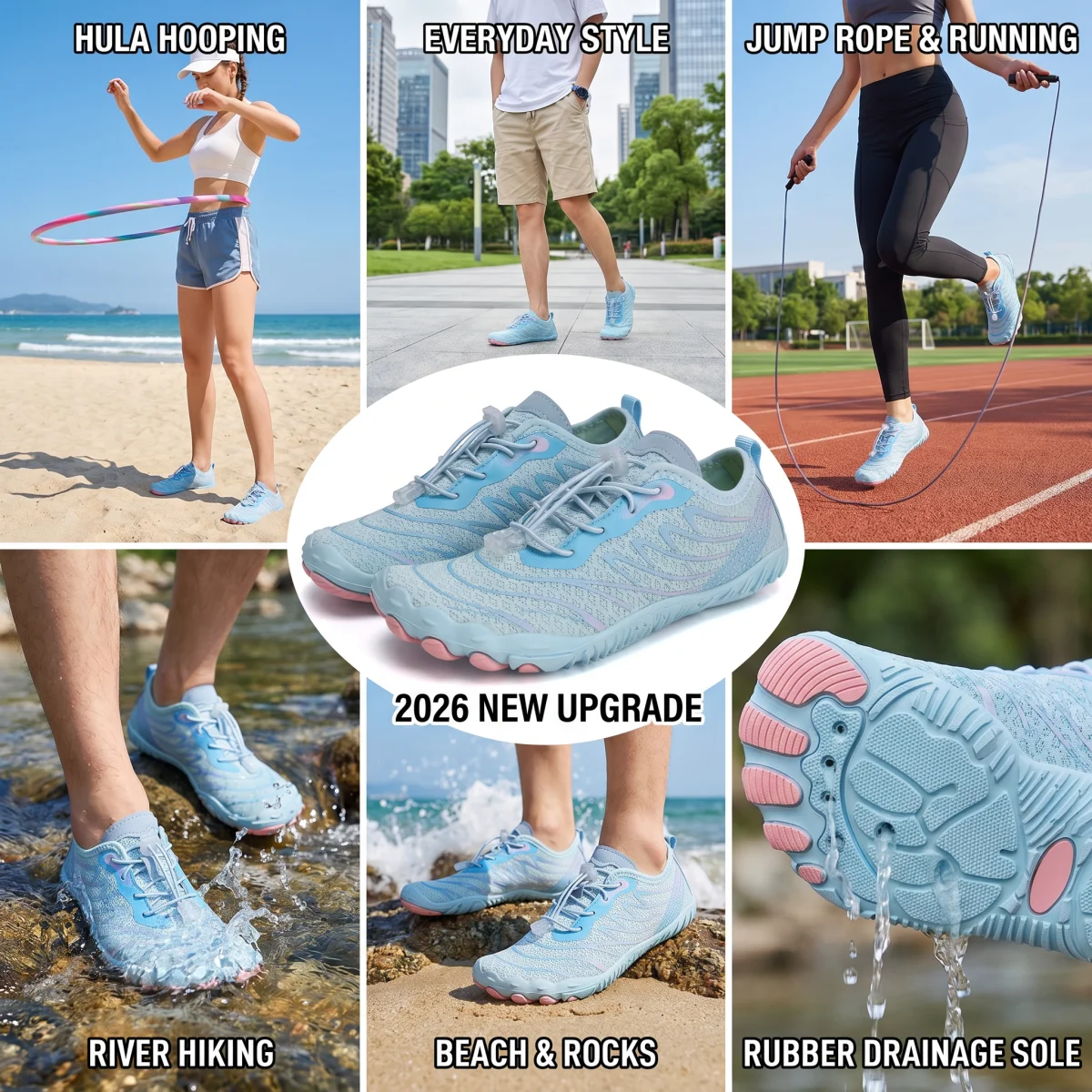 2026 New Upgrade Water Shoes Men Women Upstream Wading Five Fingers Barefoot Beach Swimming Aqua Shoes Summer Color Sneakers Uni