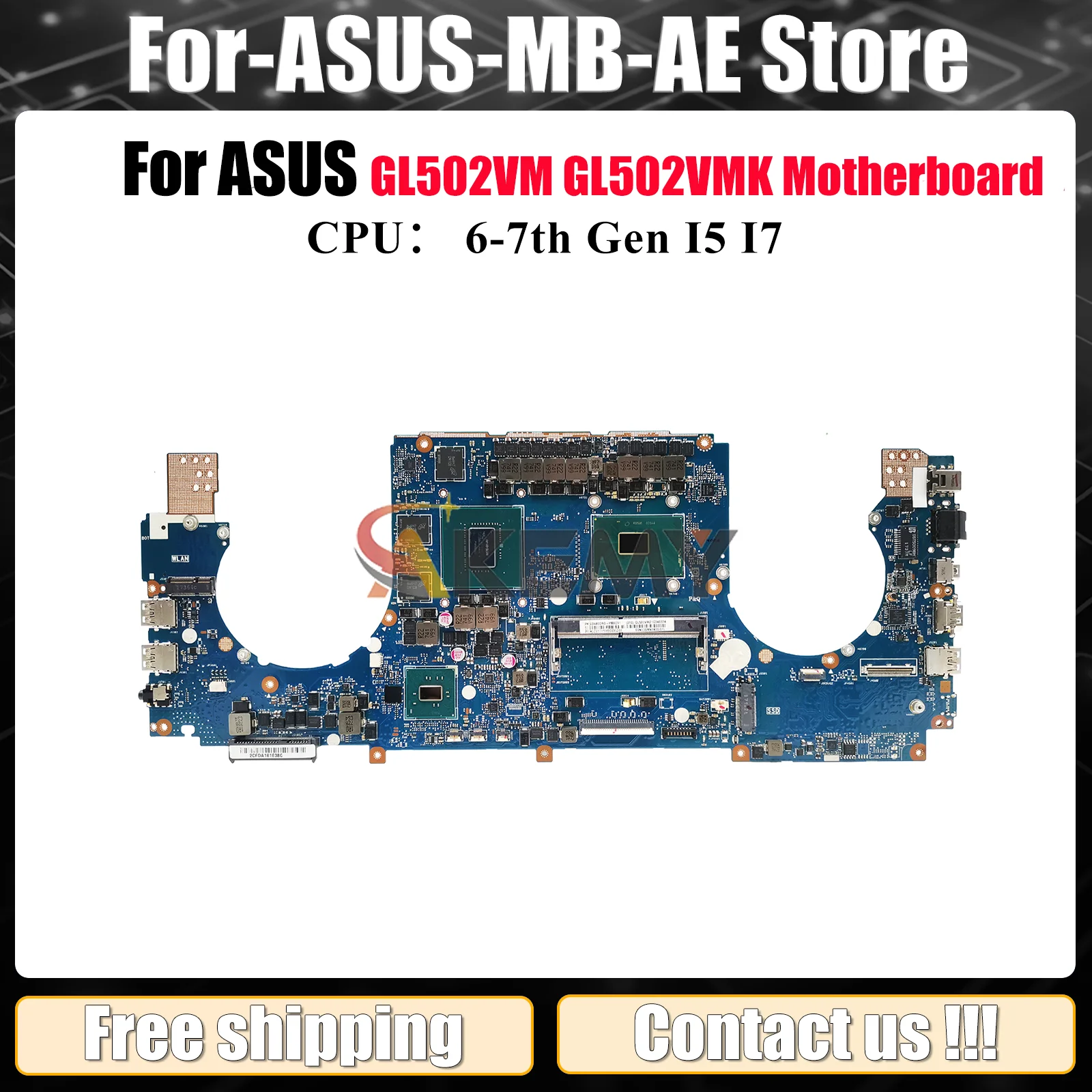 

GL502VM Laptop Motherboard For ASUS ROG Strix GL502VM GL502V GL502VMK Notebook Mainboard With I5 I7 CPU 100% tests OK fast ship