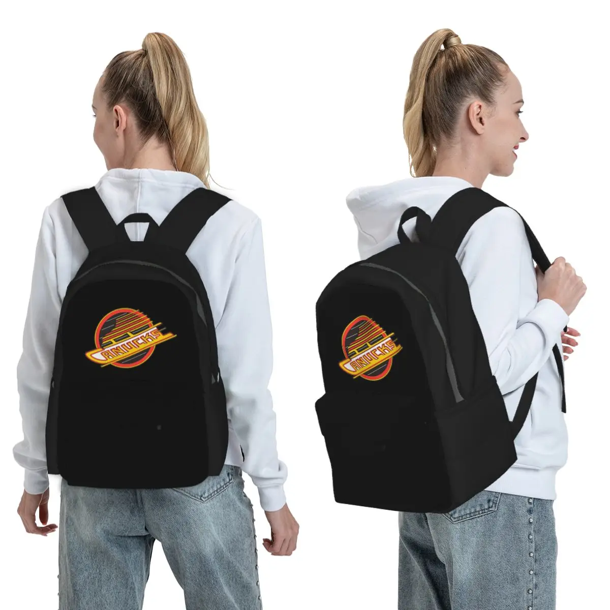 Vancouver Hockey - Retro Canucks Skate Backpack Student BookBag Kids School Bag Computer Shoulder Bags for Men Women