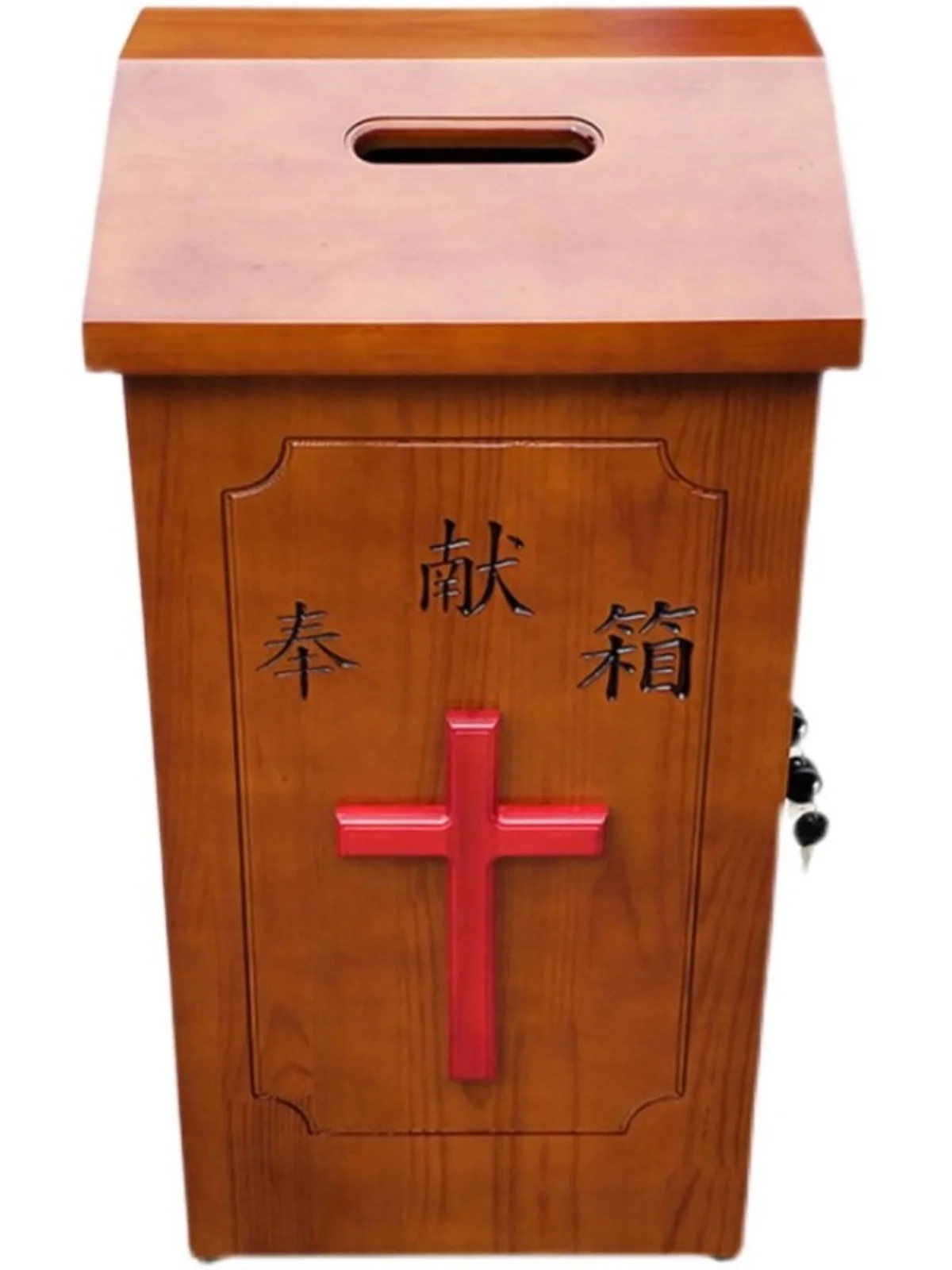 Church supplies oak solid wood church sloping dedication box donation box wooden large