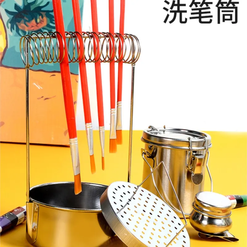 Portable stainless steel pen washer  Pen can be inserted into the pen holder  Washing brush artifact  Pen holder