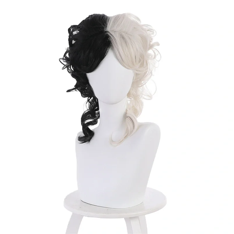 Parrucca Cosplay Cruella Evil signora Cruella De Vil Emma Stone Costume Black White Hair Movie accessori di Halloween In magazzino Takerlama