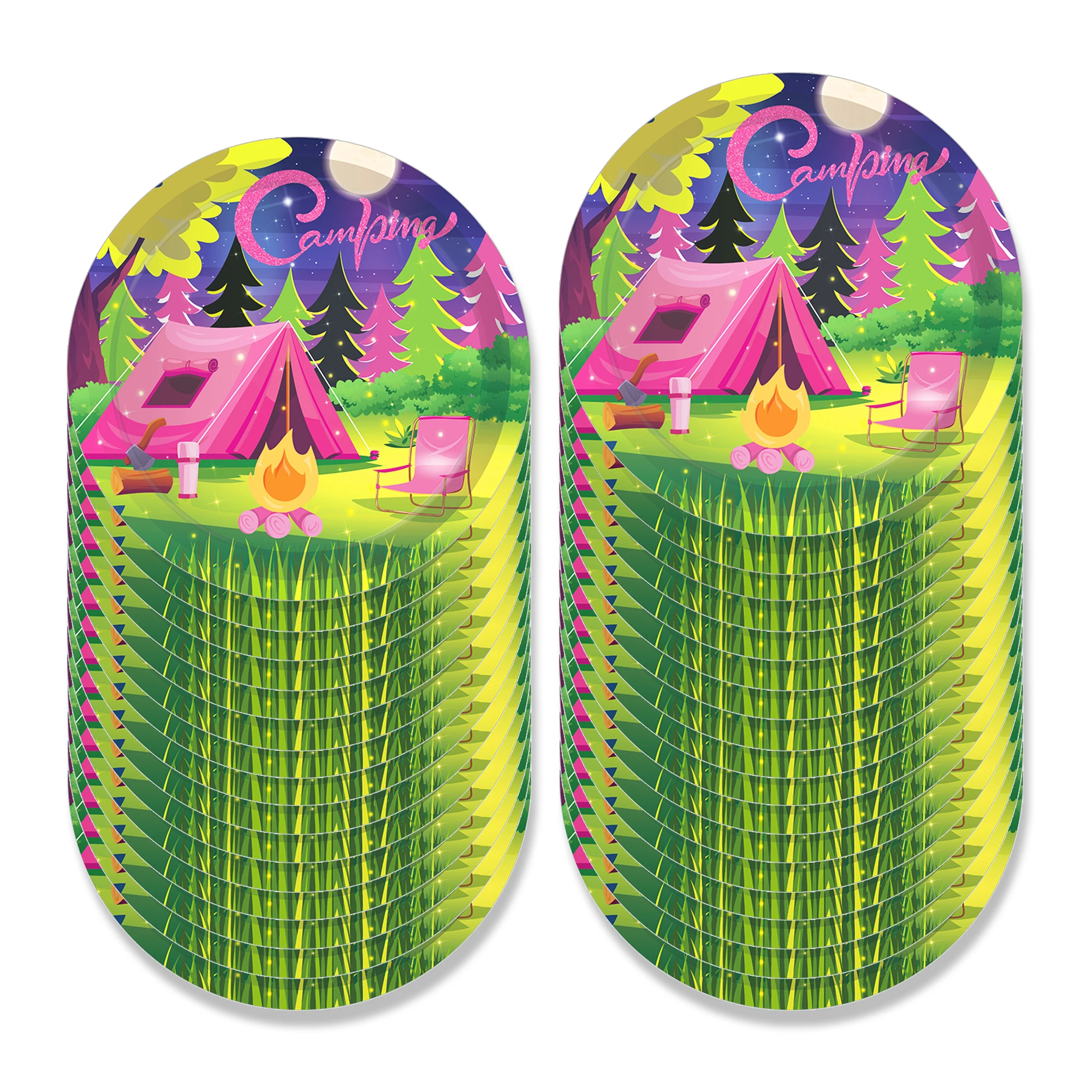 Cartoon Camping Picknick Party Einweg Geschirr Sets Outdoor Camper Zelt Geburtstag Teller Tassen Servietten Baby Shower Party Decor – Detail 10