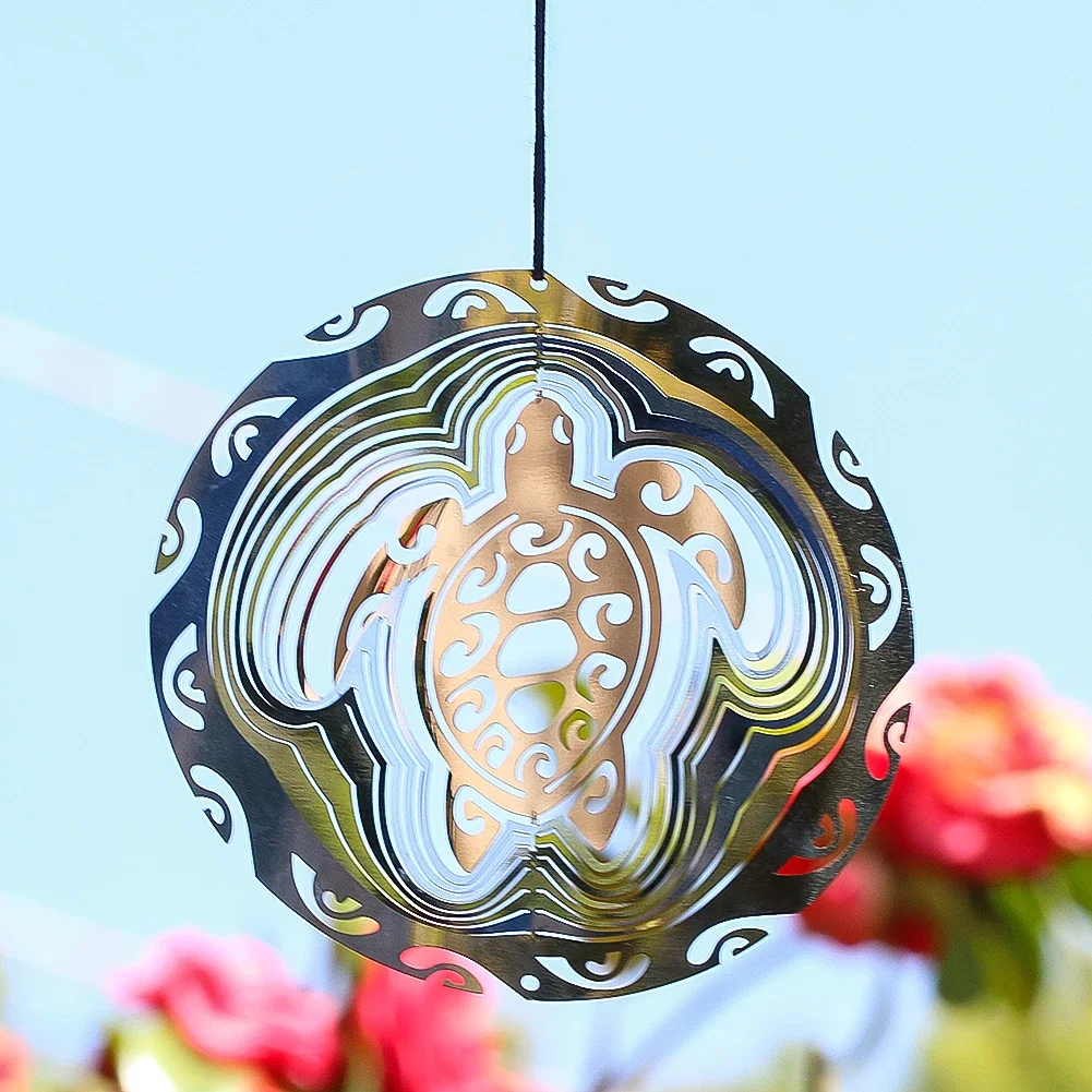 สปินเนอร์ลมเต่าทะเล3D ของตกแต่งสวนแบบแขวนชิ้นส่วนกระดิ่งลมสะท้อนแสงทำจากจี้ห้อยรถยนต์สะท้อนแสง