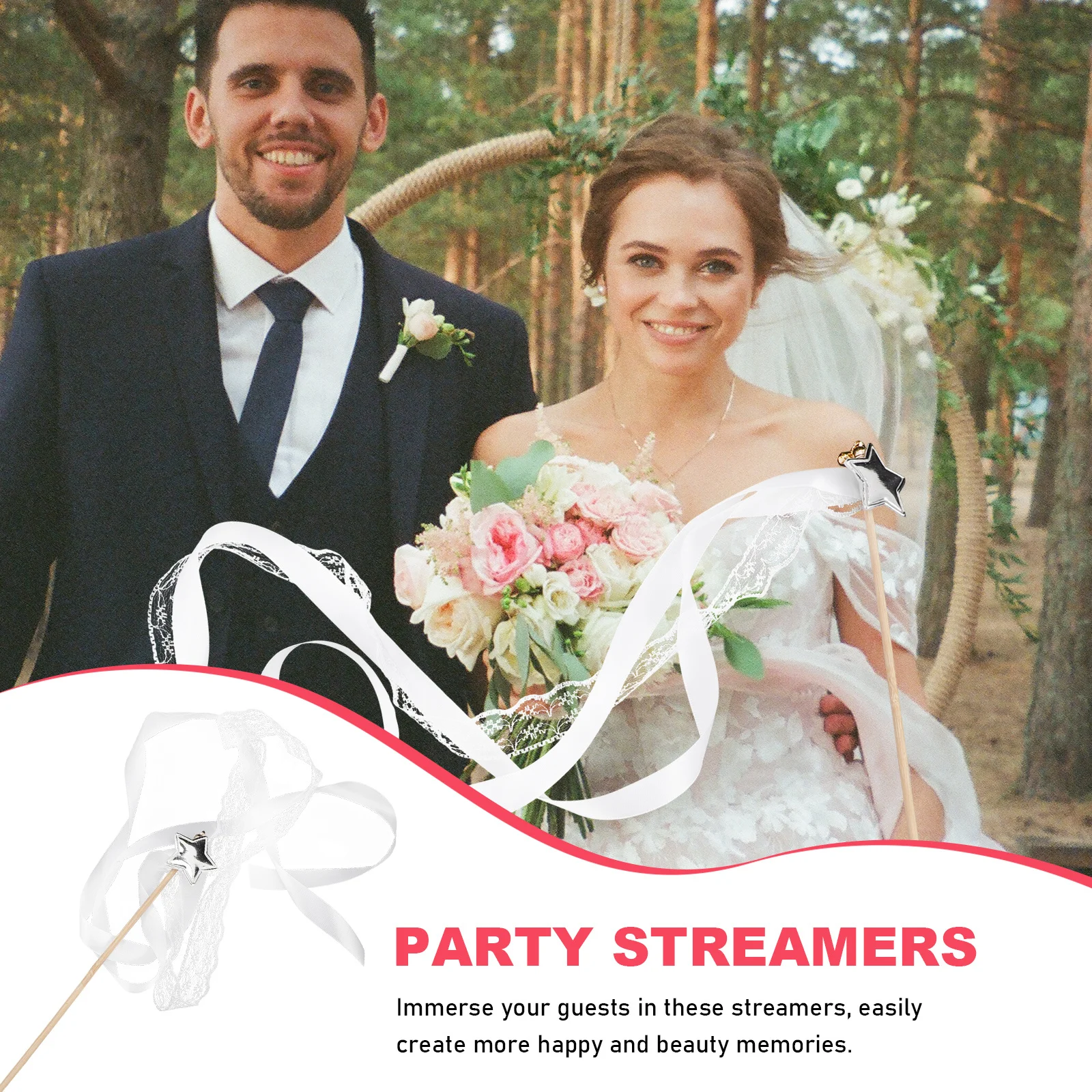 

10Pcs Ribbon Sticks Streamers Fairy Wands Party Decorations Christmas Birthday Weddings Kids' Party Balloons Ribbon Sticks