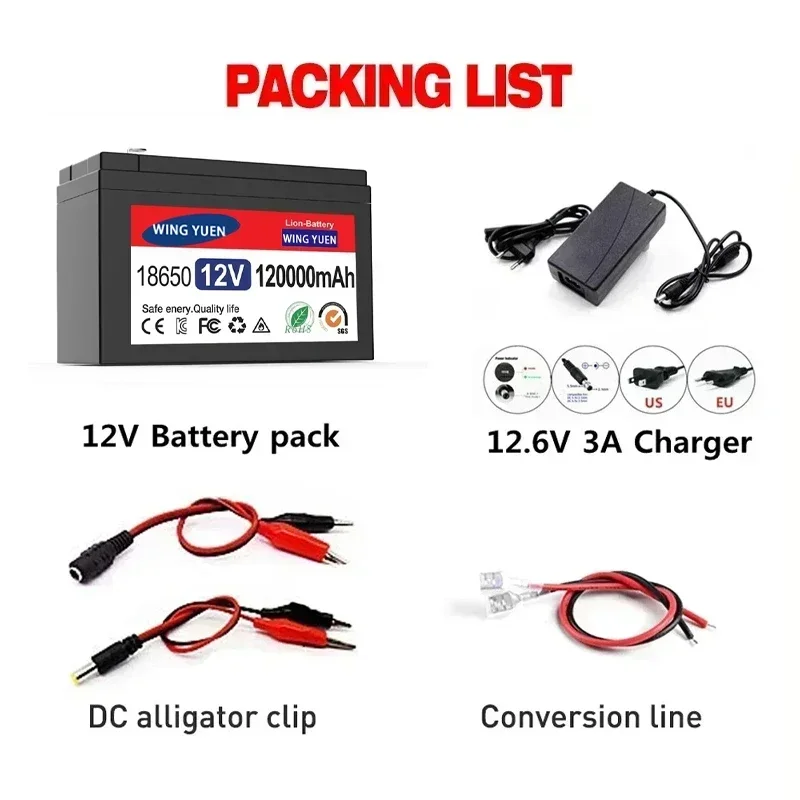 Brand new sprayer 12V 120Ah volt built-in high current 30A BMS 18650 lithium battery pack for electric vehicle battery