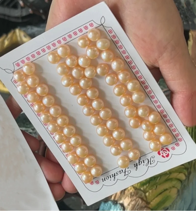 

Natural Fresh water Pearls Bead 3A 4A 5A Pink Half Hole Button Shape Pearl Loose Beads for DIY Earrings Ring Jewelry Accessories