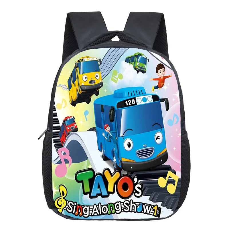 Tas Sekolah Mobil Tayo dan Teman Kecil Kartun Anak-anak Ransel Kasual Anak Laki-laki Perempuan Ransel Anime Anak Ransel DIY Bus Besar Mochilas