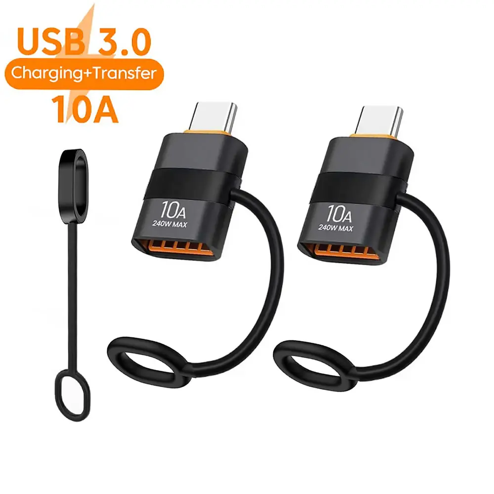 OTG USB 3.0 zu Typ-C Adapter mit Anti-Verlust-Schlaufe, USB-Buchse zu USB-C-Stecker, schneller Ladeadapter für Handy, Laptop, PC