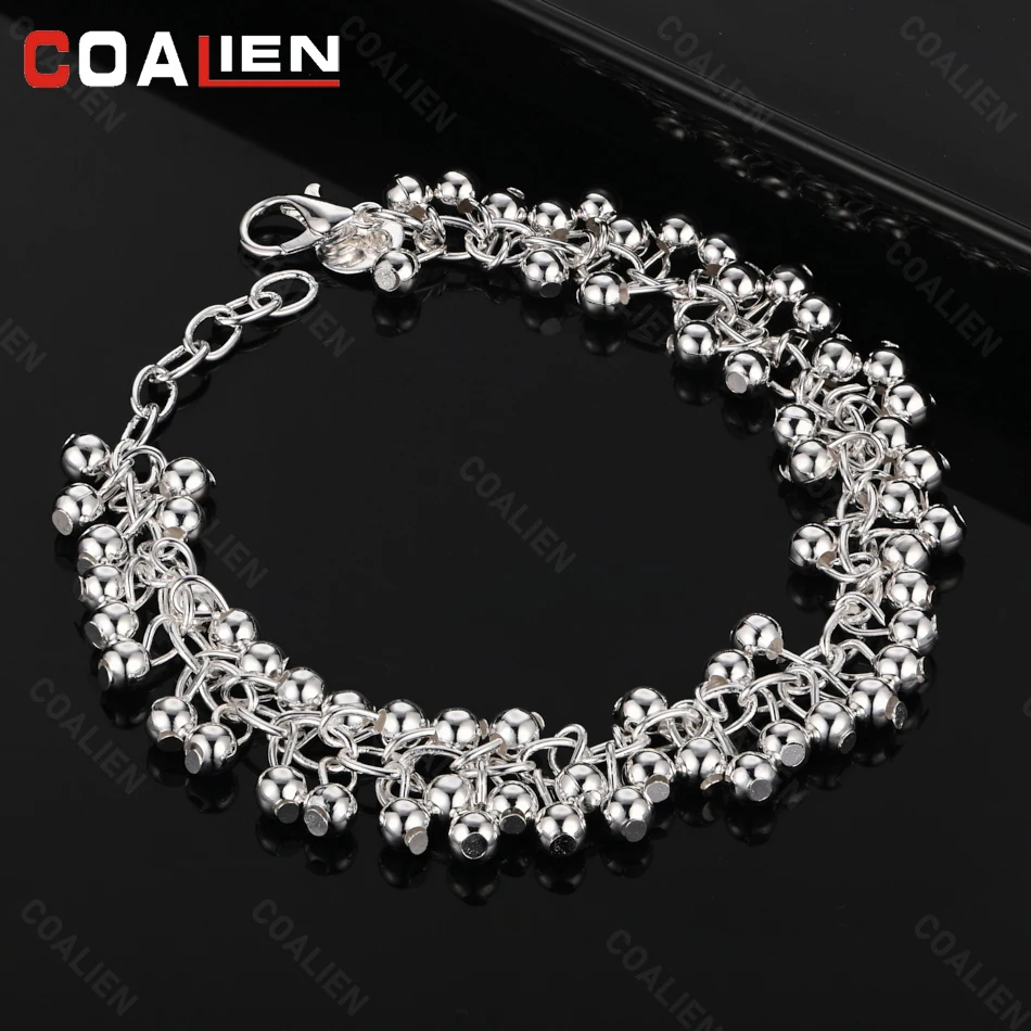 

COALIEN 925 Sterling Silver Grape Bead Necklace Bracelet Personality Fashion Woman Holiday Gift Jewelry