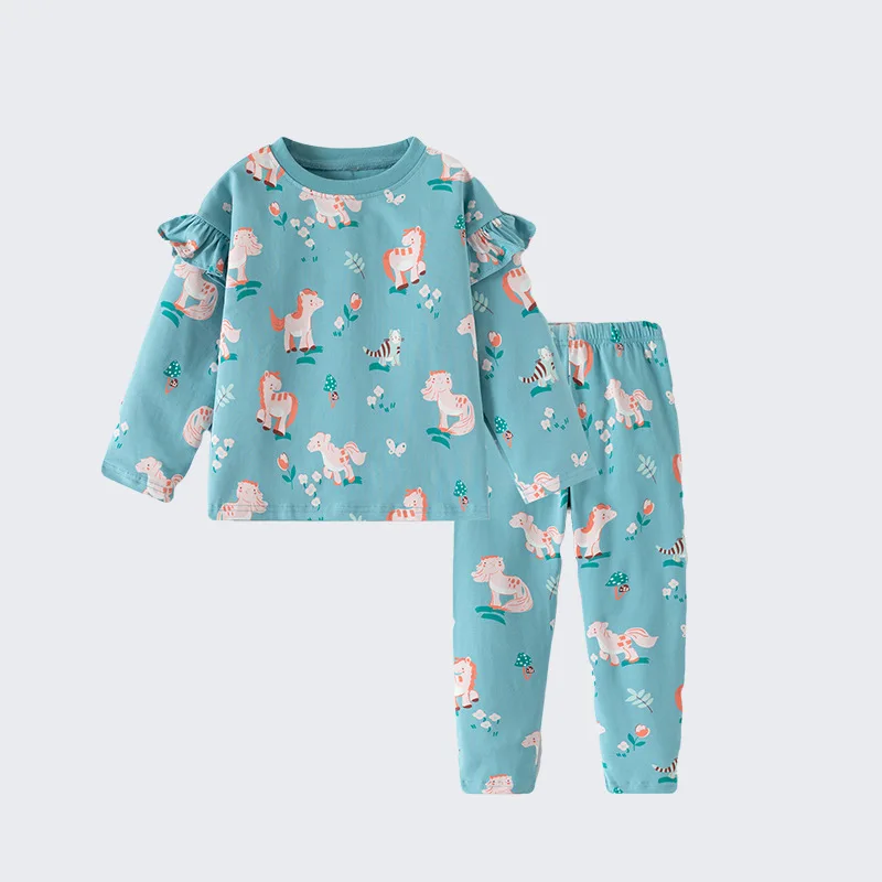 

Girls' Autumn New Outfit Set for Toddlers and Young Girls, Round Neck Printed Long Sleeve Top and Pants