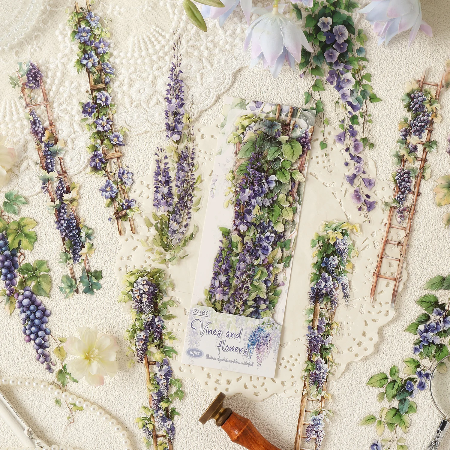 10 szt. Naklejek PET w stylu vintage z motywem róż do dziennika, scrapbookingu, estetycznego pamiętnika, dekoracji, artykułów szkolnych i artykułów papierniczych