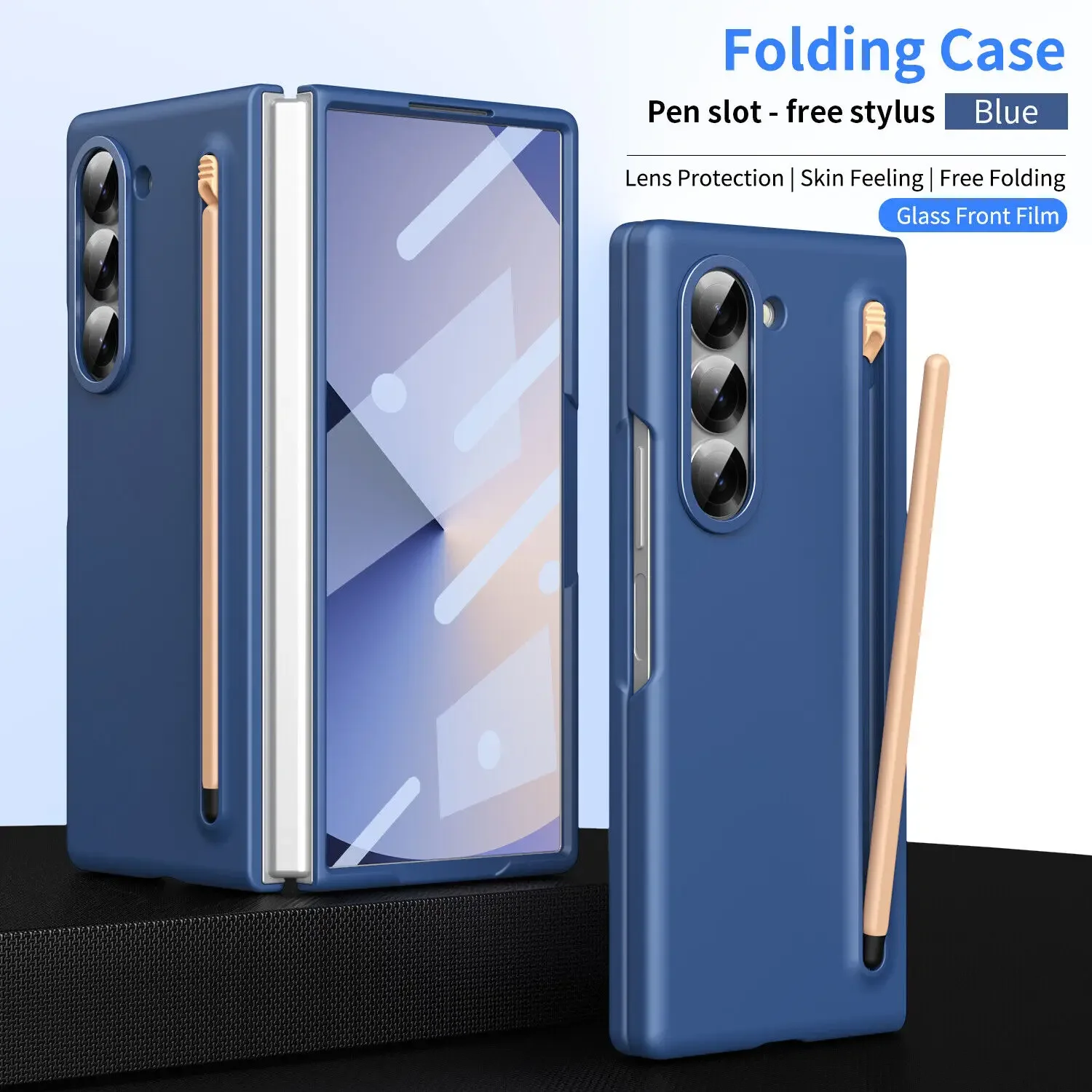 Slim Phone Case with S Pen Holder Front Screen Protector For Samsung Galaxy Z Fold 6 5 4 3 Folding Hard Shockproof Cover