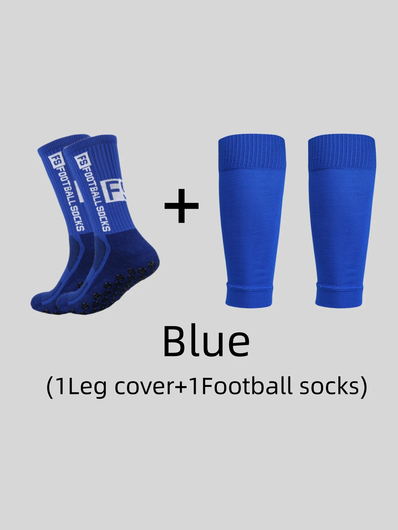 1 pair of combination adhesive point anti slip, sweat and odor resistant FS football sports socks+leg protectors