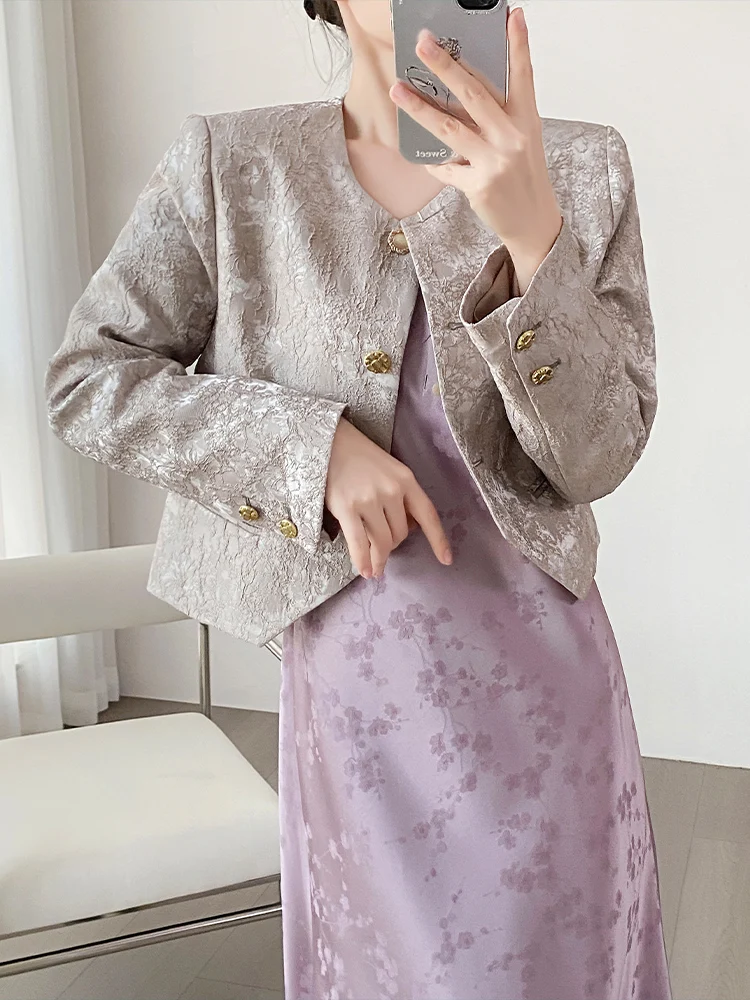 

Yahti Women's New Chinese Sle ort Jaet Embroidered Spring Autumn Design Loose Fit Long Sve No Inner kets Button C...