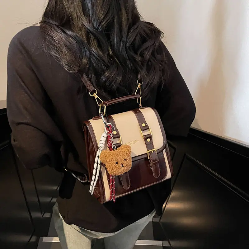 

JIAERDI милый рюкзак в стиле ретро в стиле пэчворк, женские кожаные изысканные сумки на плечо небольшой вместимости, женские сумки в академическом стиле Mochilas Mujer