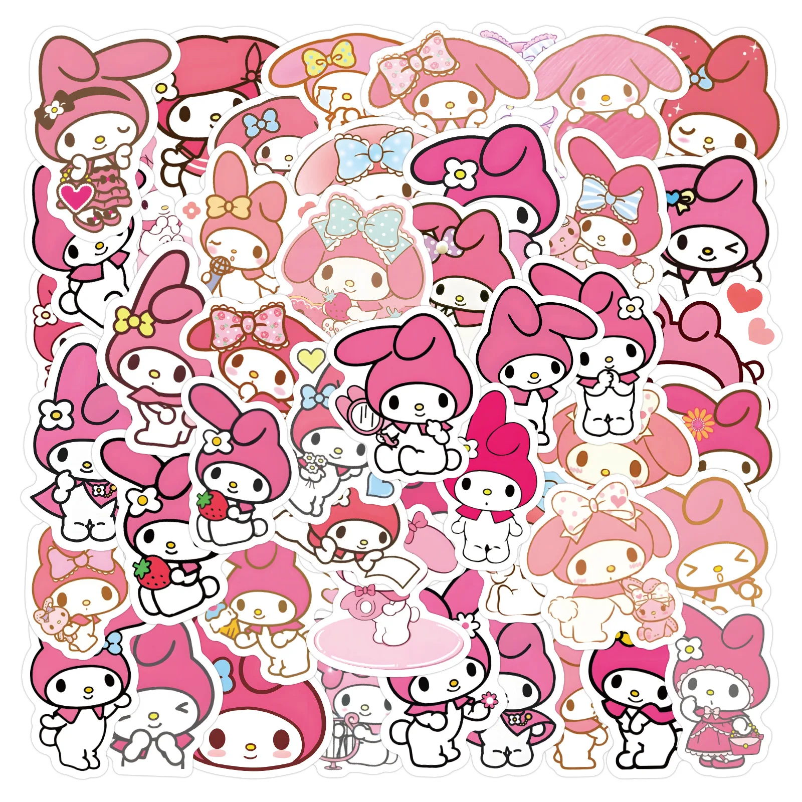 

10/60PCS Kawaii Sanrio Pink Melody stickers Cartoon Decals Fridge Laptop phone Skateboard Suitcase Waterproof Sticker Kids Toys