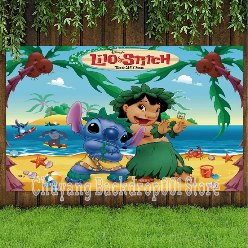 Disney Lilo Dance Girl Tropical Princess Backdrop Photography Newborn Baby Shower Beach Kids Birthday Photo Background Decor