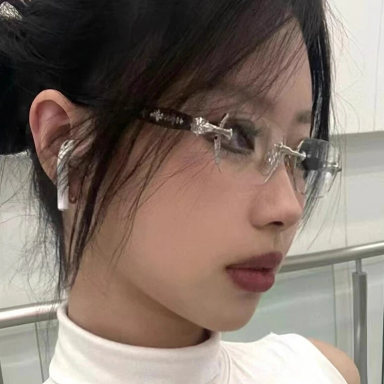 نظارات نحت عصرية بدون إطار مضادة للضوء الأزرق للنساء والرجال بإطار فضي نظارات بصرية نظارات قراءة الكمبيوتر #6