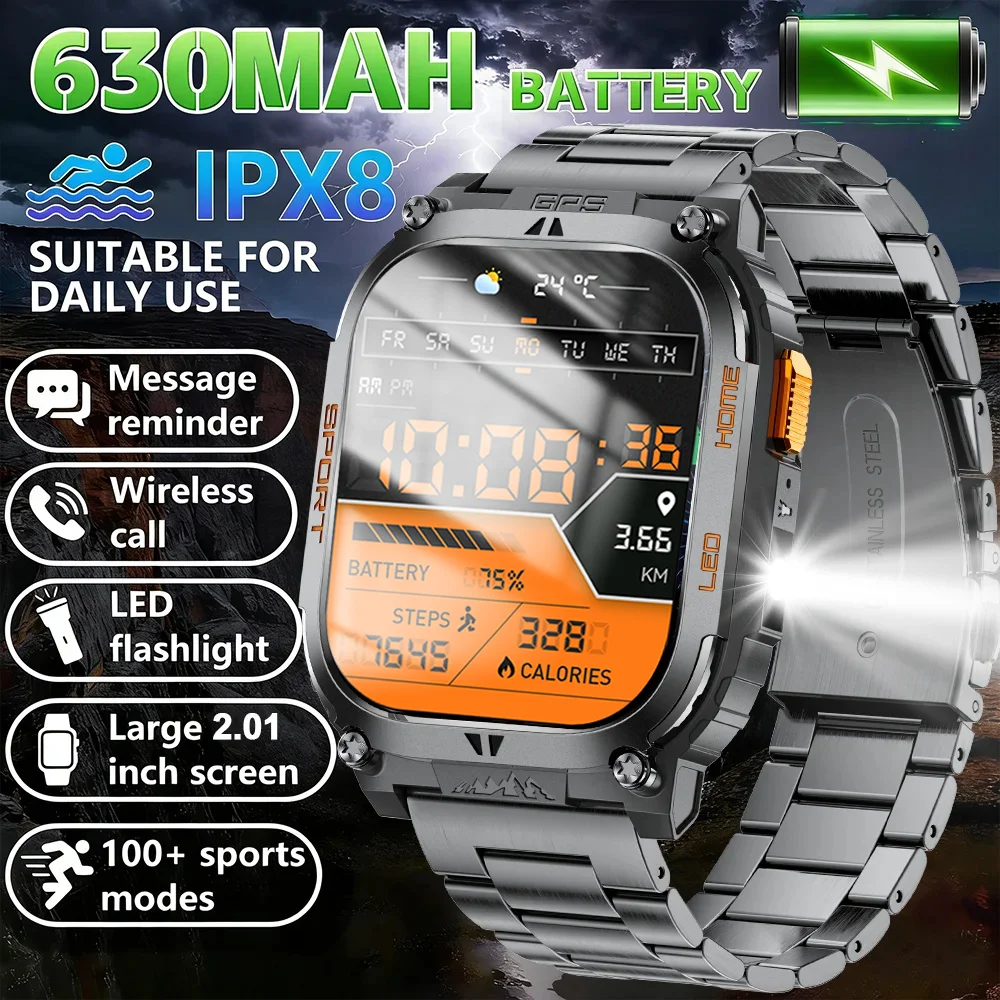 

New GPS Tracking Smart Watch LED Flashlight 2.01inch HD Screen Compass BT Call Waterproof 178+Sport Smartwatch For Android iOS
