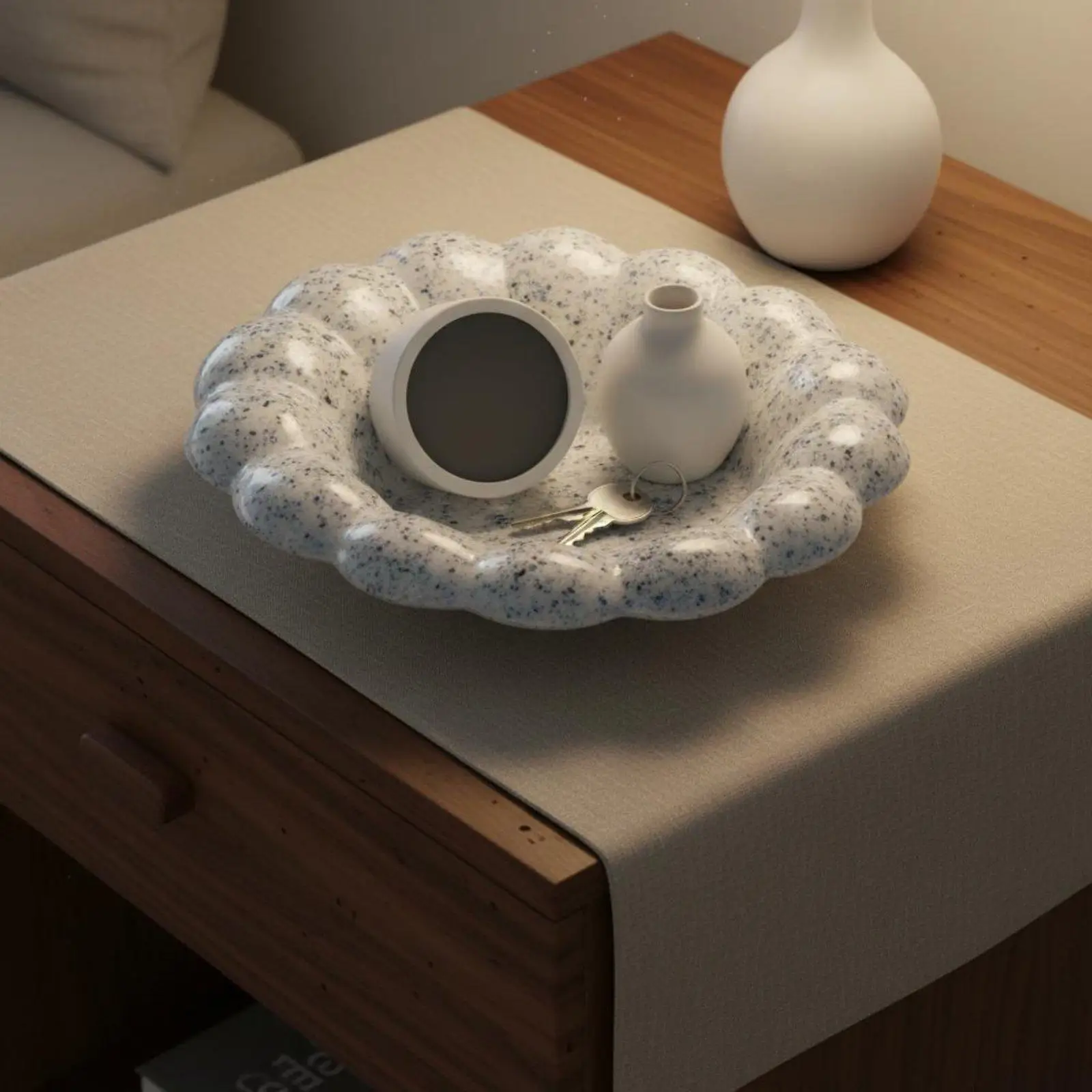 Elegant Terrazzo Display Tray Ceramic Jewelry Dish for Organizer Necklaces Earrings Bedroom Vanity