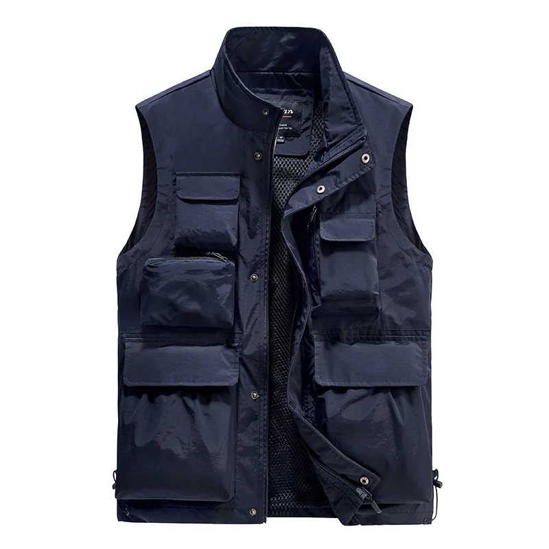 FGKKS Men Outdoor Vest Multi-Pocket tinta unita Fishing Director Reporter gilet da lavoro fotografia Casual gilet giacca maschile