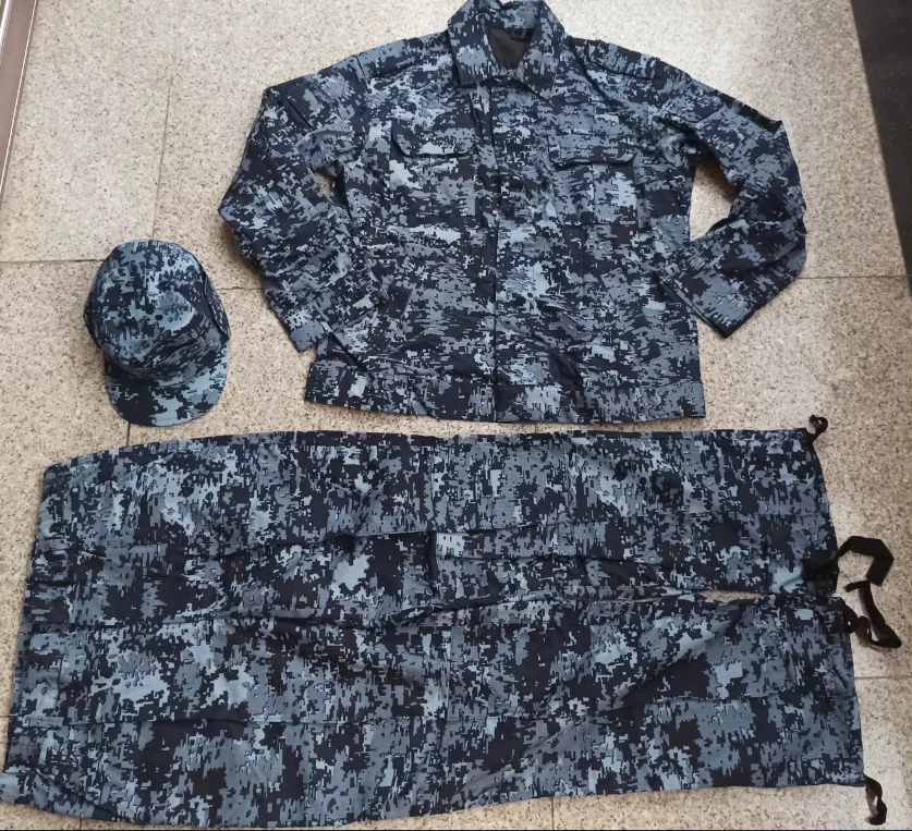 Russian Prison Camouflage Uniform Man Include Jacket Hat Blue