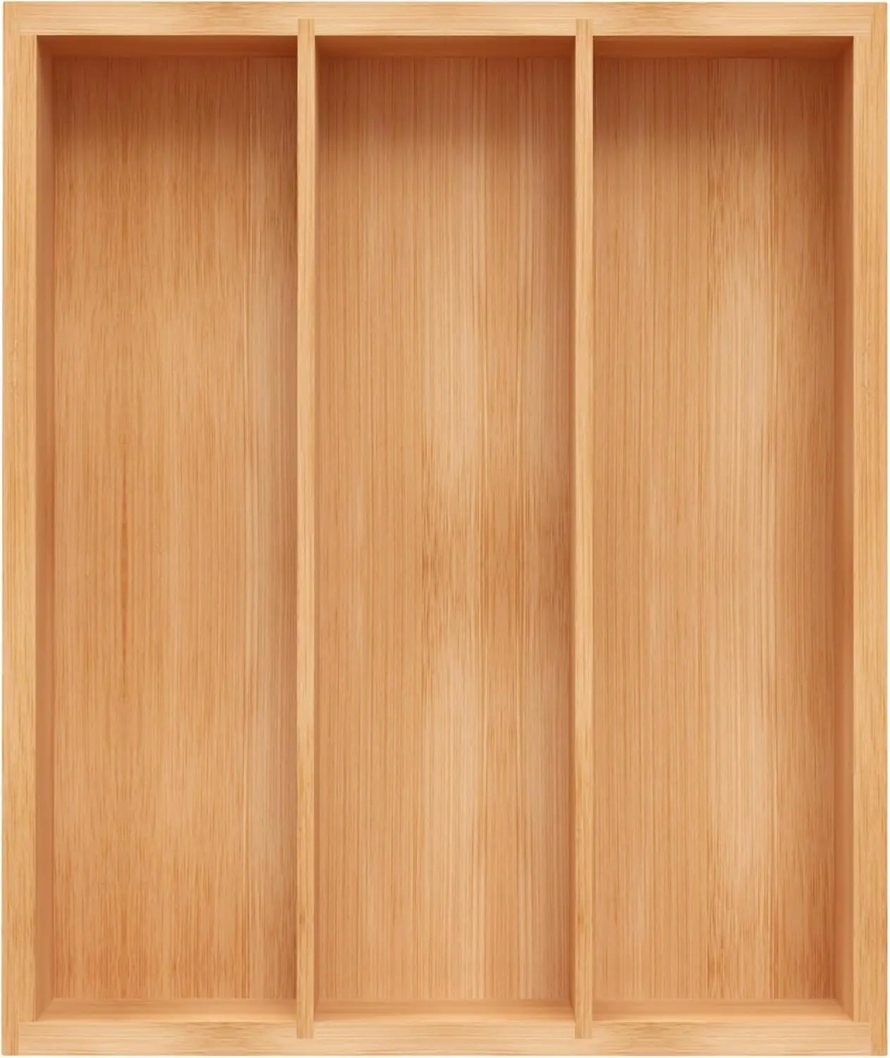 Natural Bamboo Drawer Organizer for Kitchen Utensils