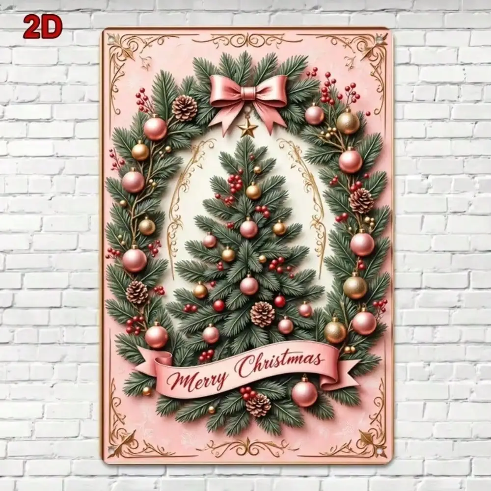 Vintage Metal Tin Sign 8x12 Inch Retro Christmas Tree Wall Decor Home Bar