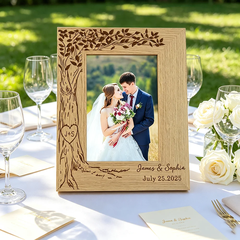 Cadre photo en bois personnali - Engraved Wood Frame avis et prix
