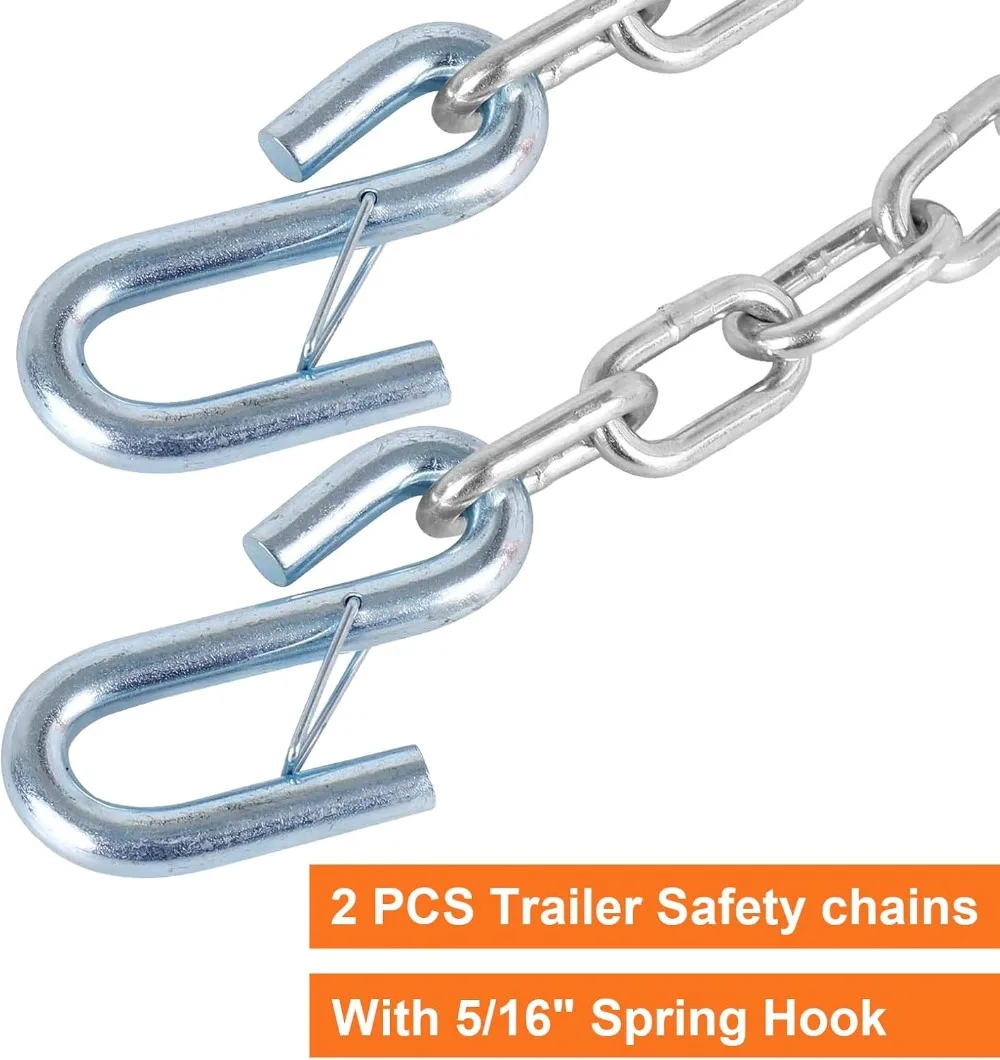 5/16" x 27" Grade 30 Steel Boat Trailer Safety Chain with Spring Clip Hooks, 7000 lbs, 2 Pcs - view 2