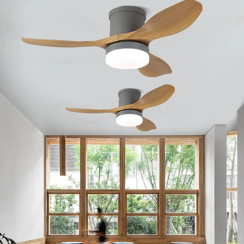 

Nordic LED Ceiling Fan with Lamp Light DC Silent Remote Control Ceiling Fan 52inch VentilatorHome Living Room Dining Bed Kitchen