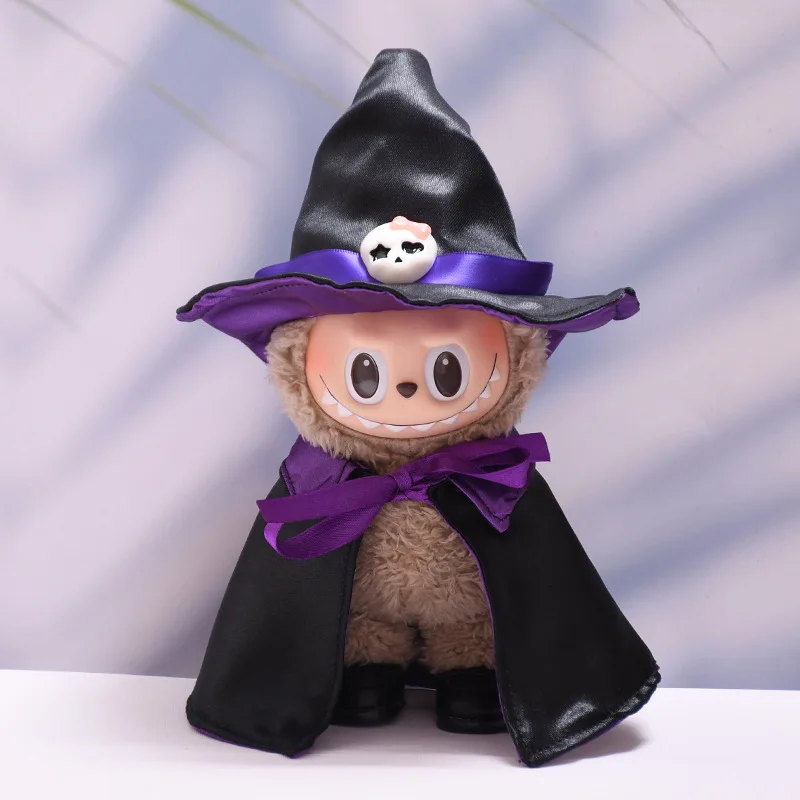 

Halloween - themed Outfits For 1st - 3rd Gen 15/17cm Labubu Dolls Skull - Bear Embellished Wizard Hats & Matching Capes