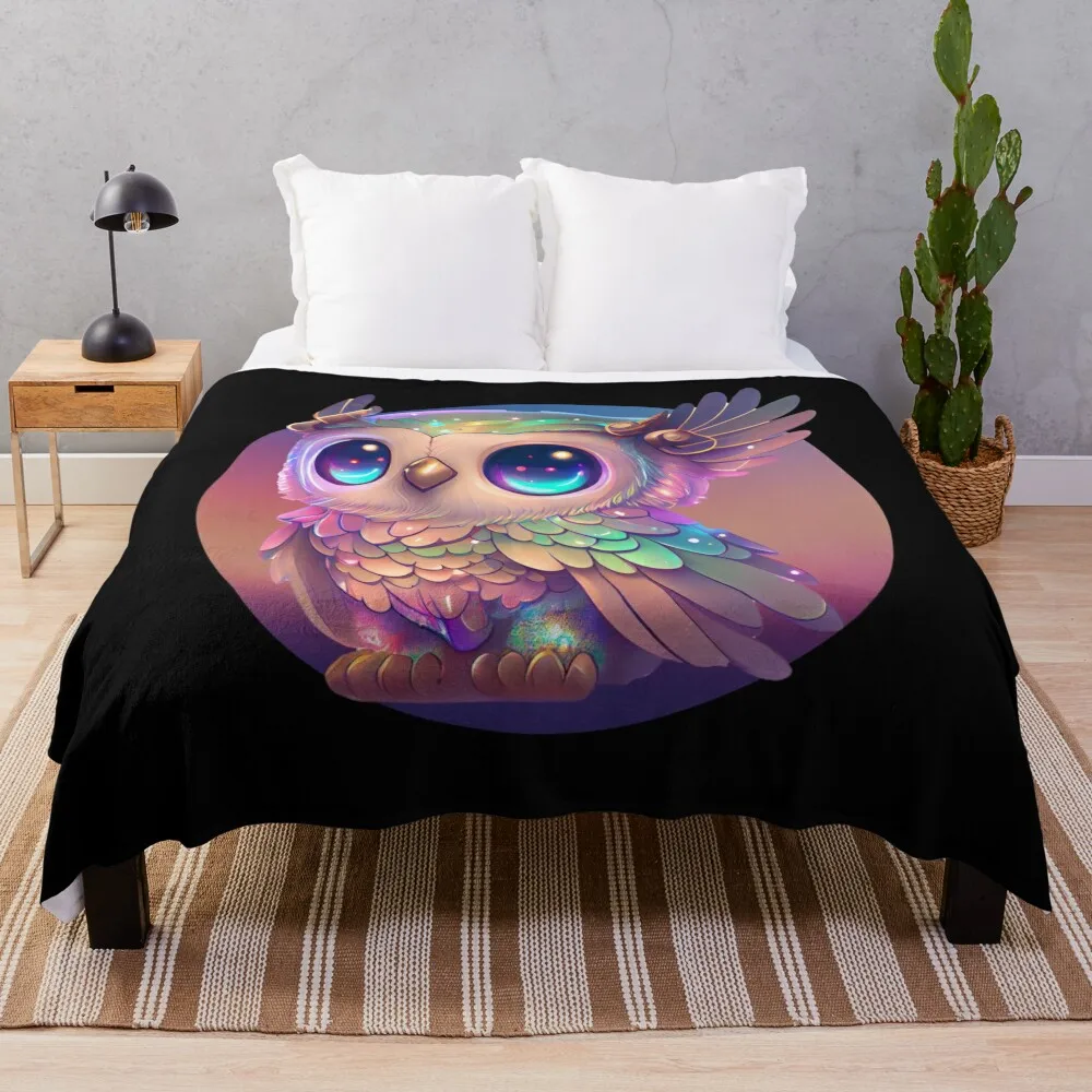 

Dreamer Owl: Cosmic Night Vision Throw Blanket Quilt blankets and throws decorative valentine gift ideas Blankets