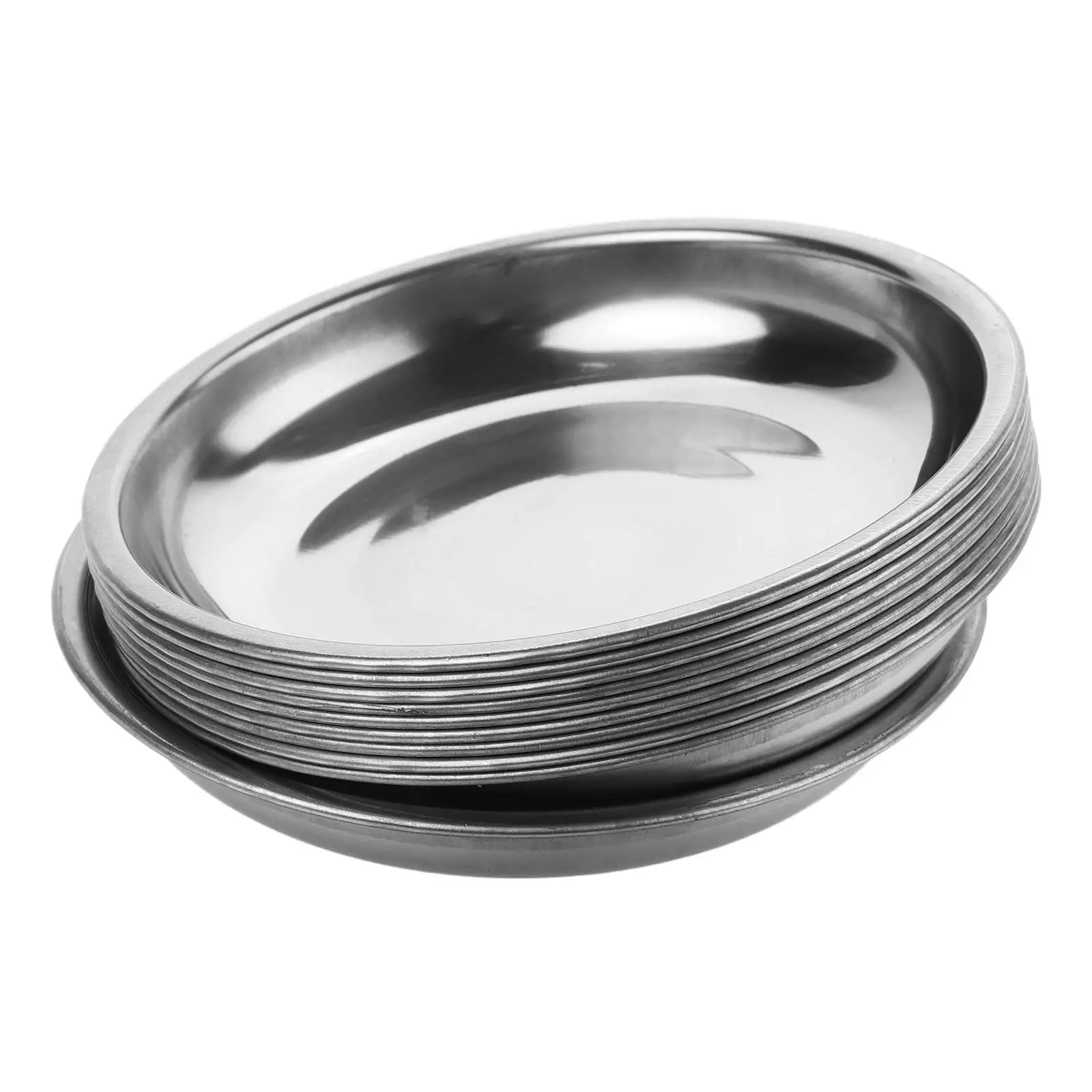 

10 Pcs Stainless Steel Small Plates Round Sauce Dishes Bowls Bottom Snack Soy Condiment Dipping Tray Dinner Pinch