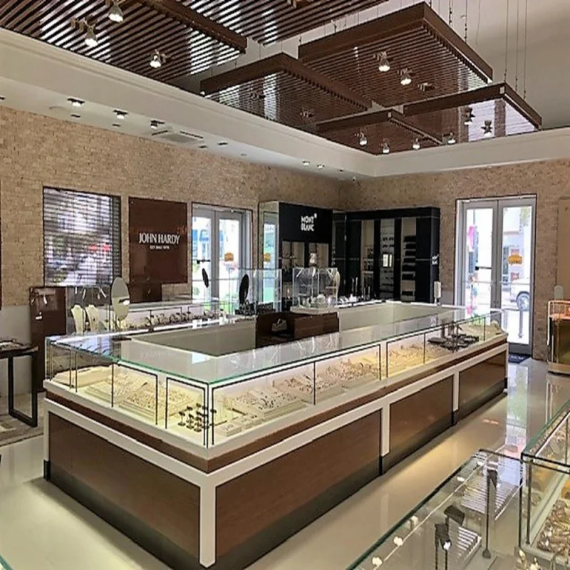 custom.Elegant Retail Jewelry Display High-Capacity Glass Jewelry Cabinet Commercial Jewelry showcase