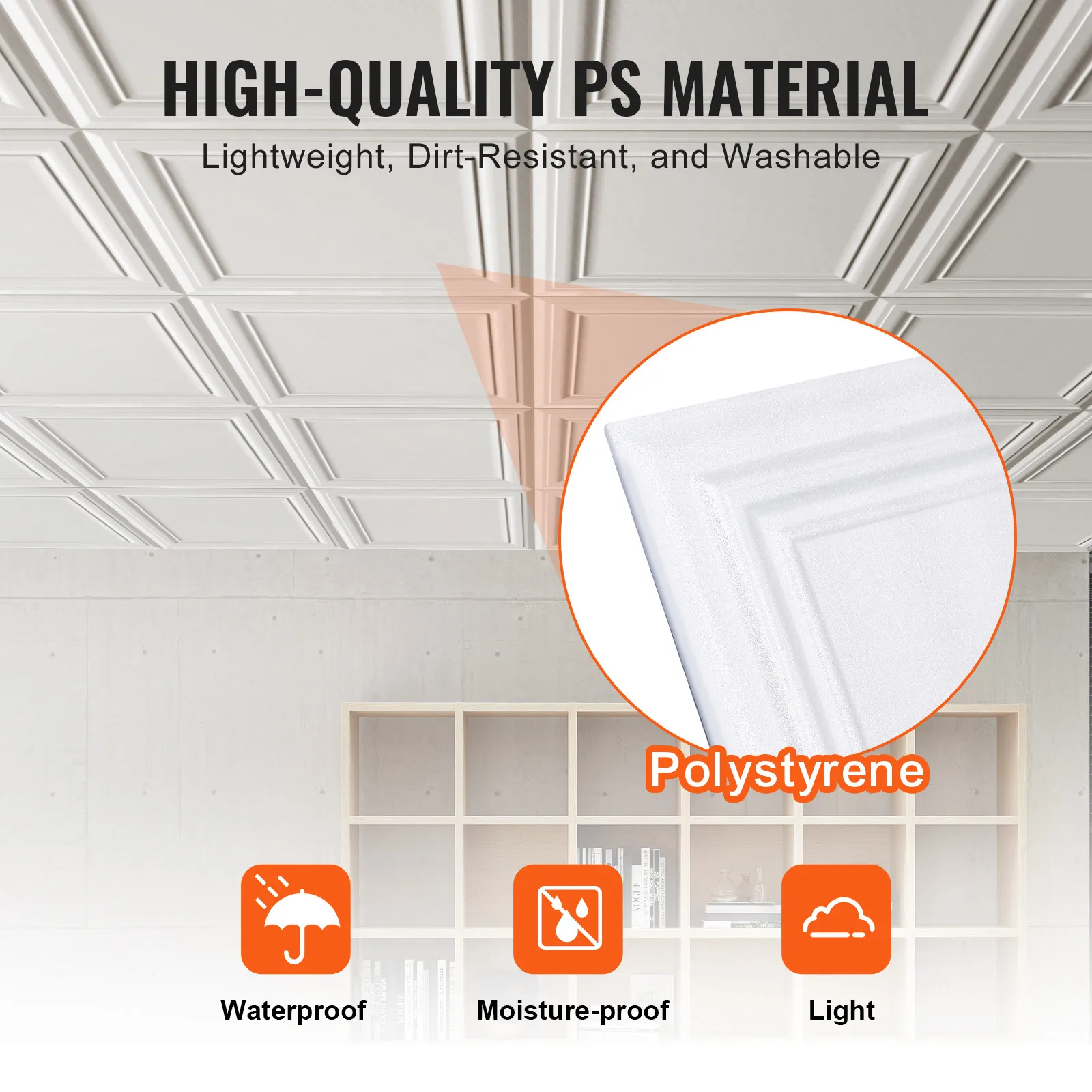 Ceiling Tiles Panel 48 Pack 20x20in Glue up DIY Home Decor White 133 sq.ft