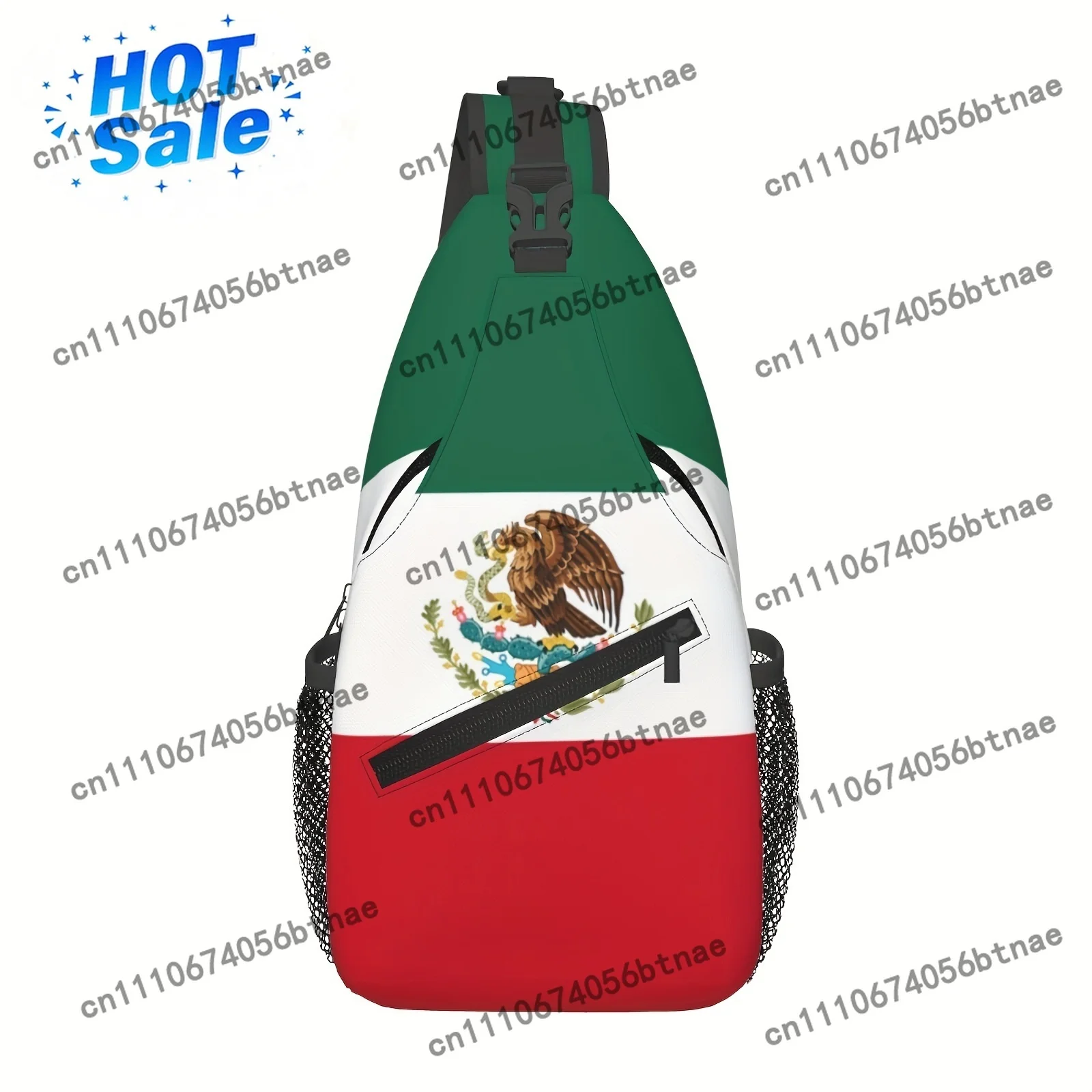 Crossbody Chest Bag Hiking Backpack Mexican Flag Shoulder Bag Folding Large Capacity Fashion Durable Can Be Used for Shopping, W
