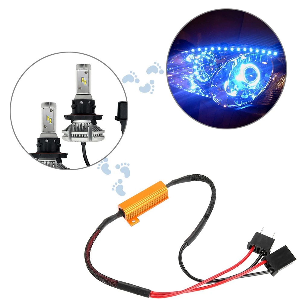 Decodificador de Resistencia de Carga LED para Coche, Decodificadores LED para Faros H7, Anti-Hyper Flash, Sin Error, Cableado de Resistencia de Carga