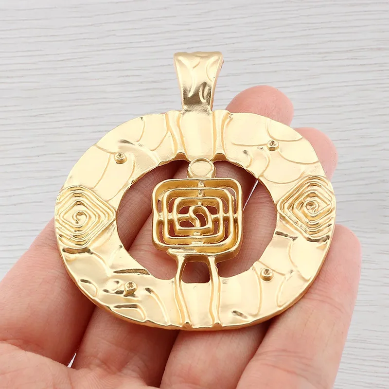 1 x Antique Gold Color Large Boho Tribal Swirl Spiral Vortex Charms Pendants For DIY Necklace Jewelry Making Accessories
