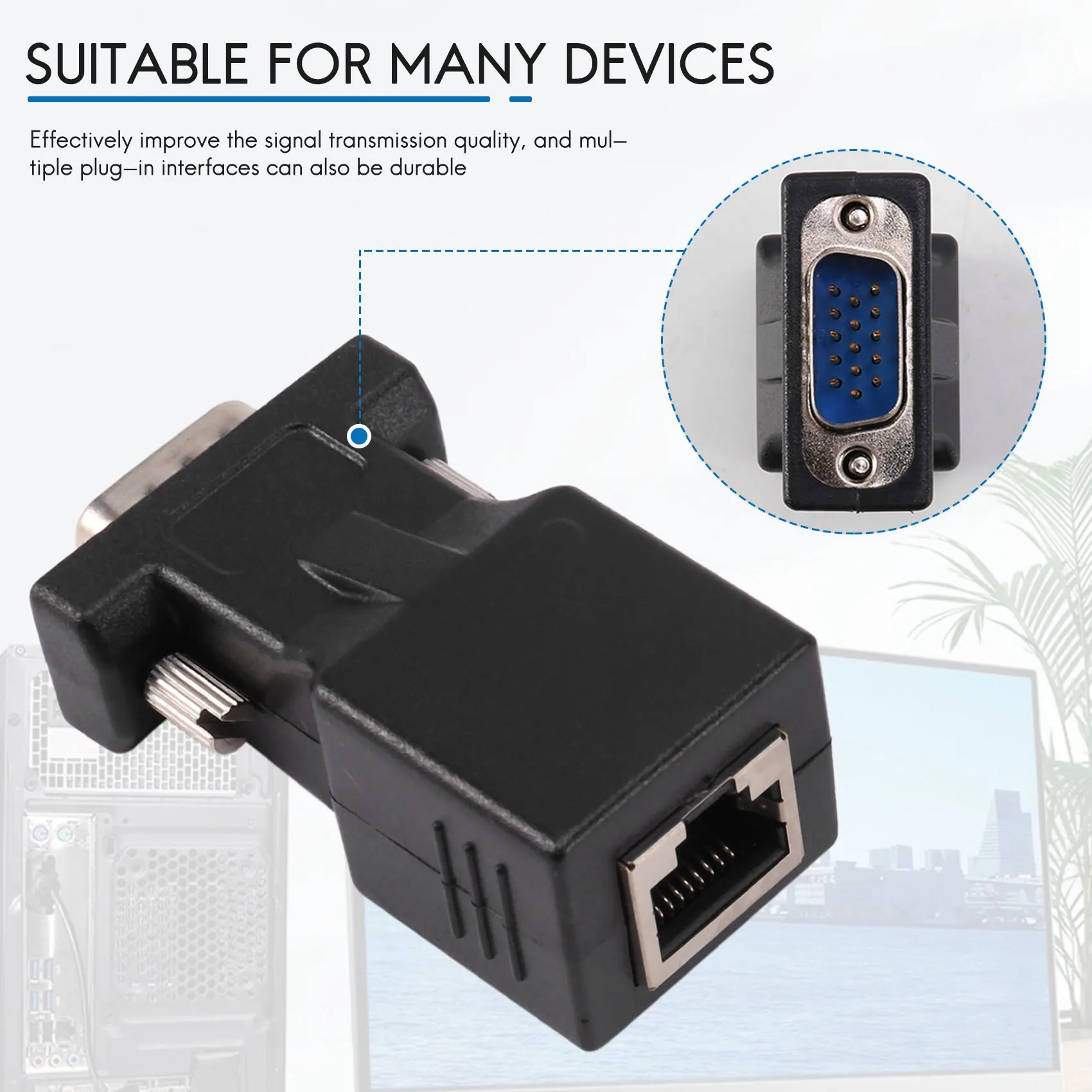 Adattatore per cavo di rete VGA Extender maschio a LAN CAT5 CAT6 RJ45