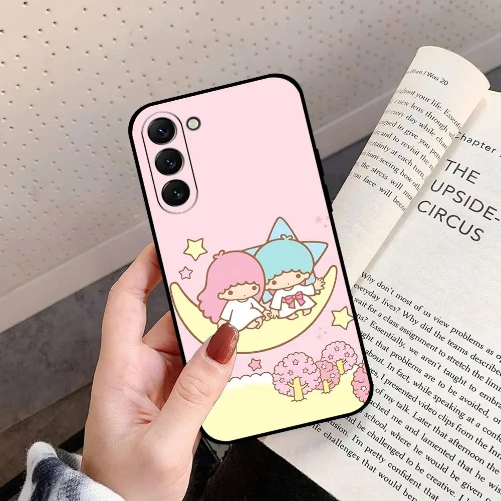 حافظة هاتف L-Little Twin Stars لهاتف سامسونج S24/S25/S22 S30/A51 52/Lite/Ultra/5G/Plus/FE - حماية رفيعة ضد الصدمات باللون الأسود #4