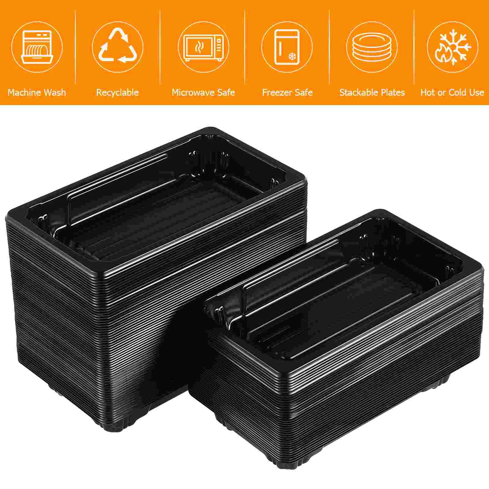 100PCS Disposable Sushi Packing Box Fruit Cake Carry Out Container Take Out Boxes (Black) packing boxes