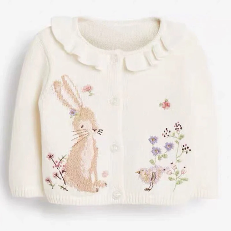 Little maven 2024 Autumn Clothes Baby Girls Sweater Coat Lovely Little Bee Cartoon Children Sweater Cardigan for Kids 2-7 year