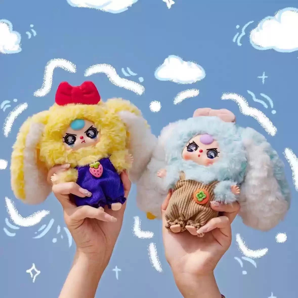 

Mootoy Plush Blind Box Pendant Baby Three Macaron Little Bunny Second Series Cute Plush Keychain Collectible Decorative Gift