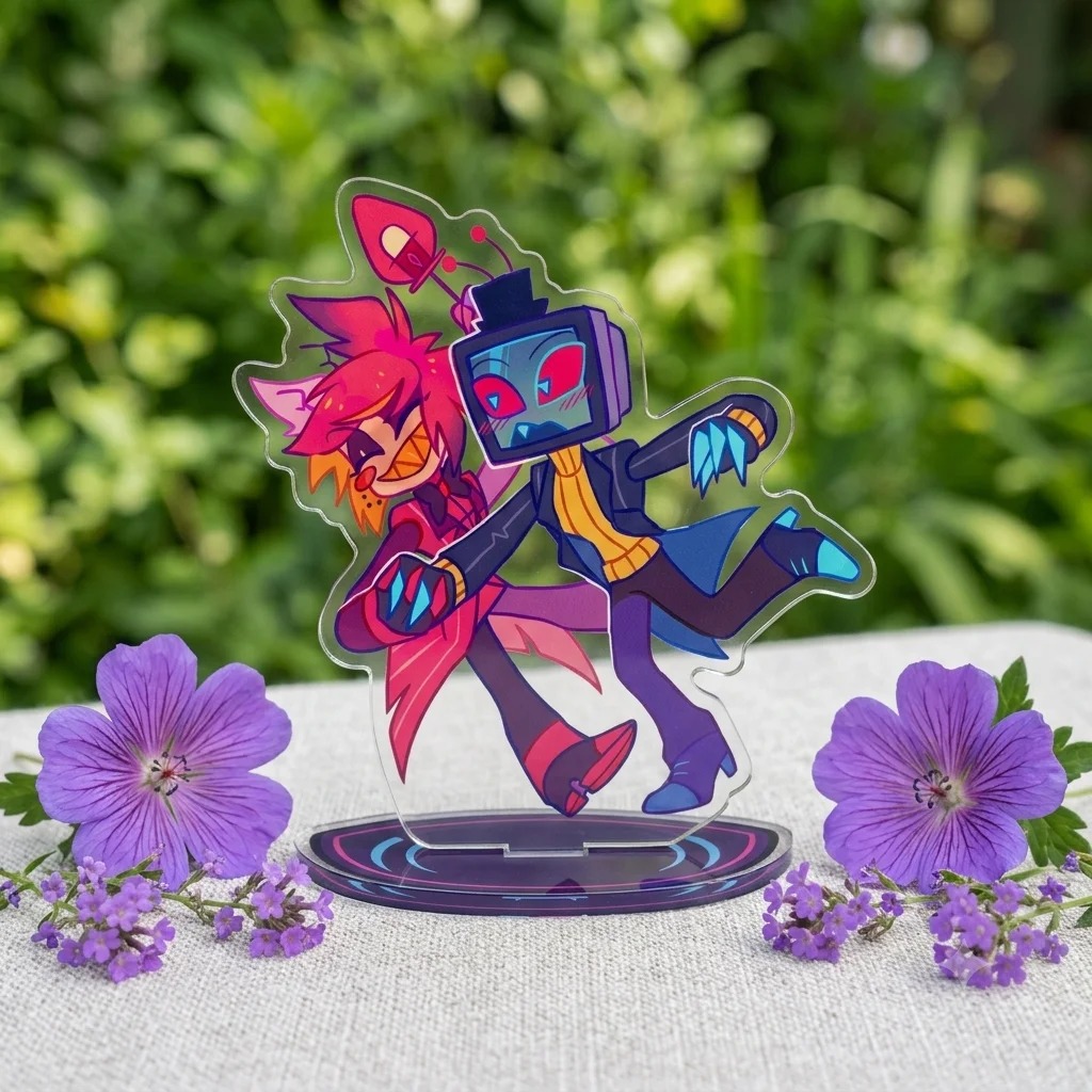 Standee for Hazbin Hotel Vox Valentino Alastor Original Acrylic Anime Cartoon Character Desktop Exquisite Toy Birthday