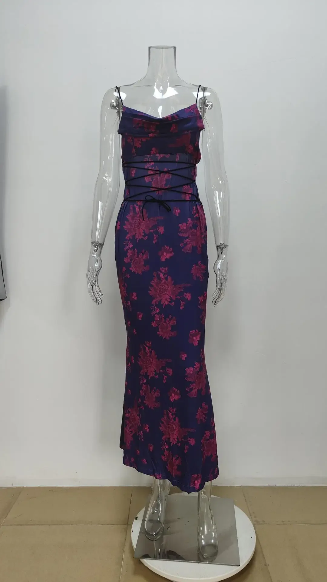 Comfortbale Elegant Ladies Dressess Summer Outfits For Women 2025 New Fashion Floral Printed Spaghetti Strap Long Dressess Party